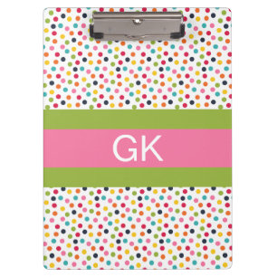 Klappe des grünen und rosa Polka-Dot-Monogramms Klemmbrett
