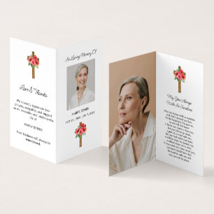 Klappkarte mit Mohnblumenkreuz Foto Trauerkarte Visitenkarten