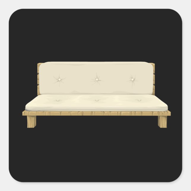 Klappsofa Quadratischer Aufkleber (Vorderseite)