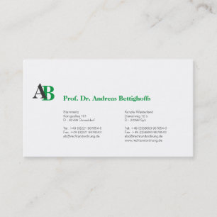 Klar mit Anfangsbuchstabe Visitenkarte