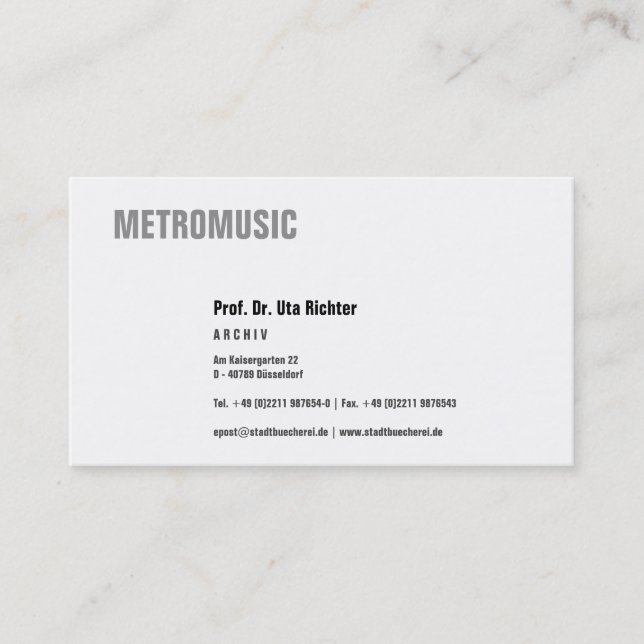 Klar mit schwarz visitenkarte (Vorderseite)