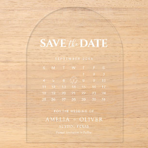 Klare Acryl-Bogen-Kalender Moderne Save-The-Date-K Acryleinladungen