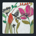 Klare Blumen Quadratische Wanduhr<br><div class="desc">Klare Blumen II durch Jennifer Goldberger. Sammlung einzelne Blumen in einer klaren Farbpalette.</div>