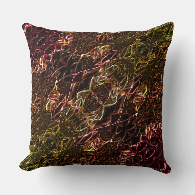 Klare braune Neonspiegelung mit blinkenden Linien Kissen (Vorderseite)