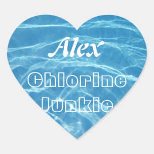 Klare coole blaue Wasserpool-Wasser-Schwimmen Herz-Aufkleber