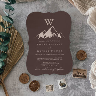 Klare Country-Monogramm-Hochzeit im Gebirgsstil Einladung