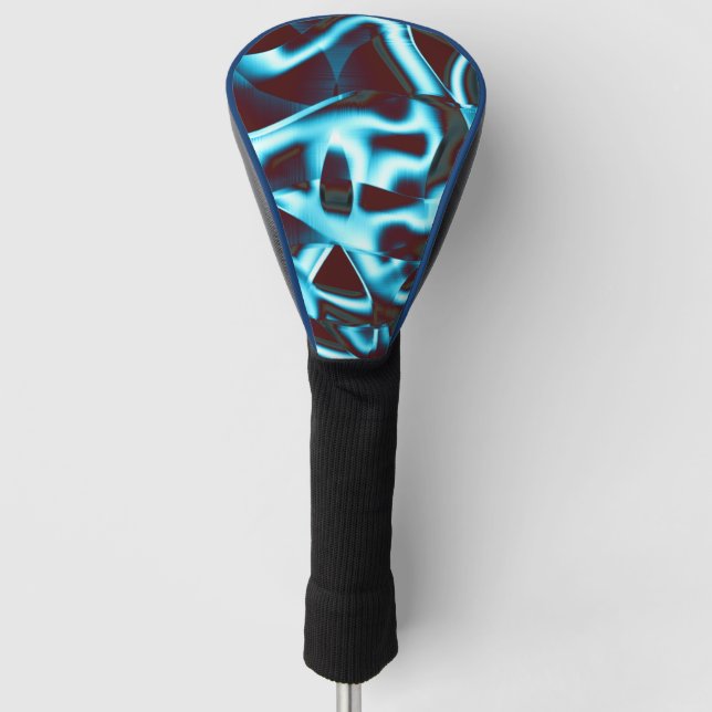 Klare Cyan-Farbtöne in abstrakten Bändern in dunke Golf Headcover (Vorderseite)
