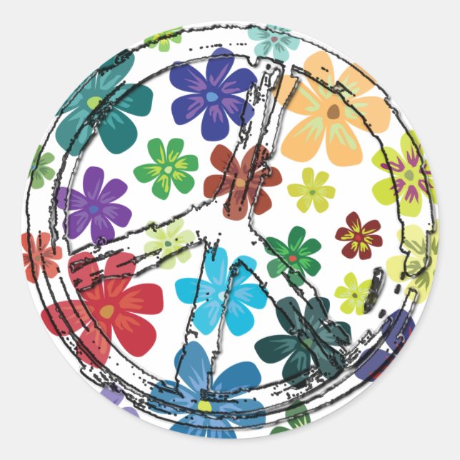 KLARE FRIEDENSUNTERZEICHNUNG MIT BLUME RUNDER AUFKLEBER (Vorderseite)