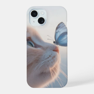 Klare Handyhülle – Süße Katze mit Schmetterlingsde iPhone 15 Hülle