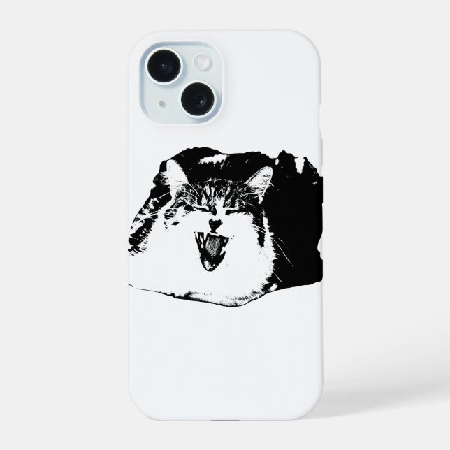 Klare Kante, Katzenruf iPhone 15 Hülle (Rückseite)