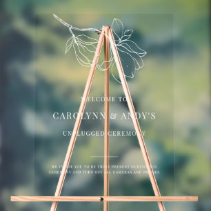 Klare, minimalistische, nicht fixierte Hochzeitsfe Acrylschild