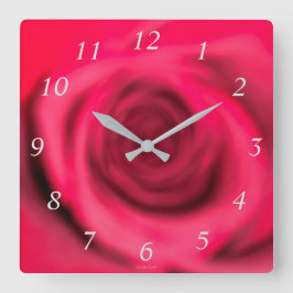 Klare Rose Quadratische Wanduhr
