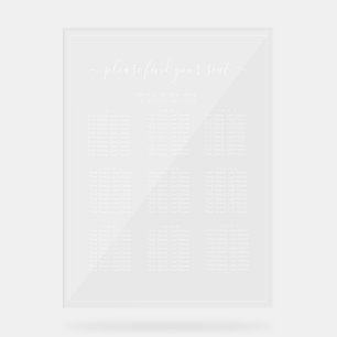 Klarer Acryl-Sitzplan Weißer Text Hochzeit Acrylschild