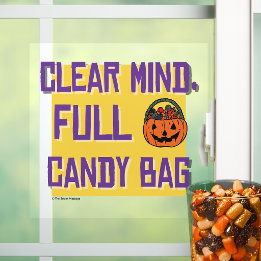 Klarer Kopf, voller Süßigkeitenbeutel | Halloween- Fensteraufkleber