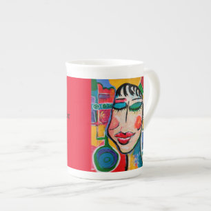 Klarer Vixen-Inspirational Knochen-China-Tasse Prozellantasse