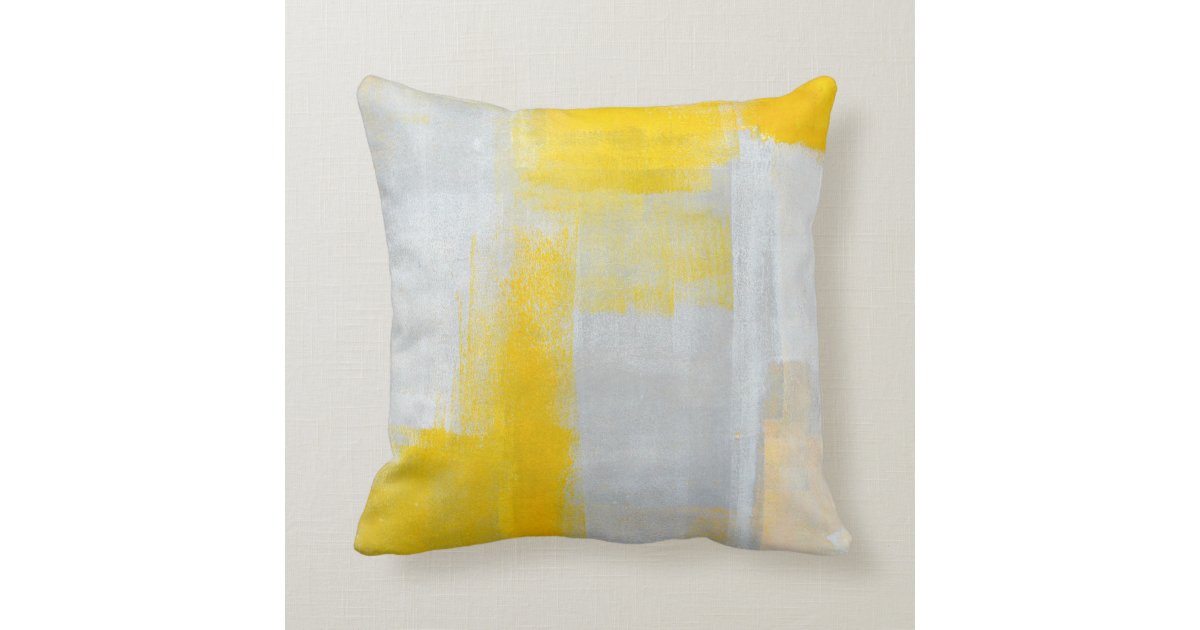 "Klares" graues und gelbes abstraktes Kunst-Kissen Zierkissen | Zazzle