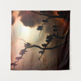 Klares Retro - Geister in einem Baum Wandteppich