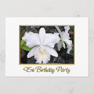 Klares weißes Orchideen-Geburtstags-Party 95 Einladung