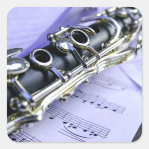 Klarinette Blatt Music Band Orchestra Quadratischer Aufkleber