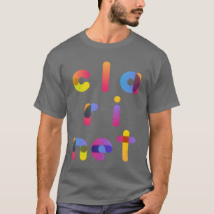 Klarinette Farbige Buchstaben Retro T-Shirt