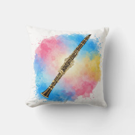 Klarinette Harmonie: Farbenfrohe Wasserfarben. Kissen