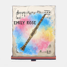 Klarinette Harmonie: Farbenfrohe Wasserfarben. Tab Fleecedecke