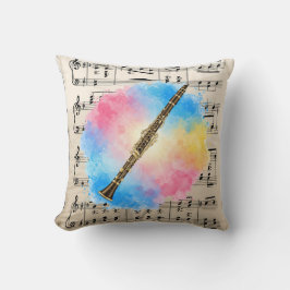 Klarinette Harmonie: Farbenfrohe Wasserfarben. Tab Kissen