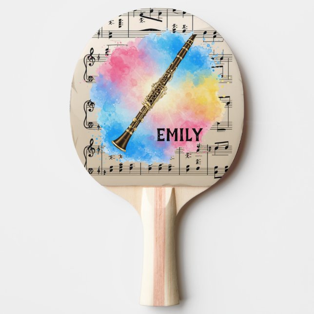 Klarinette Harmonie: Farbenfrohe Wasserfarben Tischtennis Schläger (Vorderseite)
