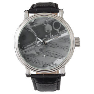 Klarinette mit Noten Armbanduhr
