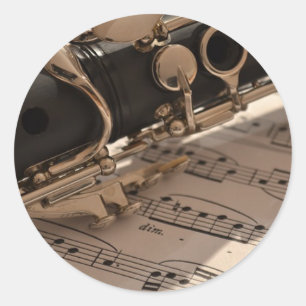 Klarinette Musikinstrument mit Notation Runder Aufkleber