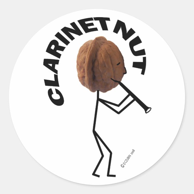 Klarinette Nut Runder Aufkleber (Vorderseite)
