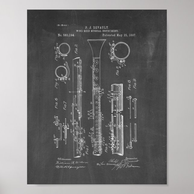 Klarinette Patent - Chalkboard Poster (Vorne)