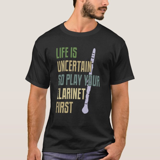 Klarinette Player Retro-Stil T-Shirt (Vorderseite)