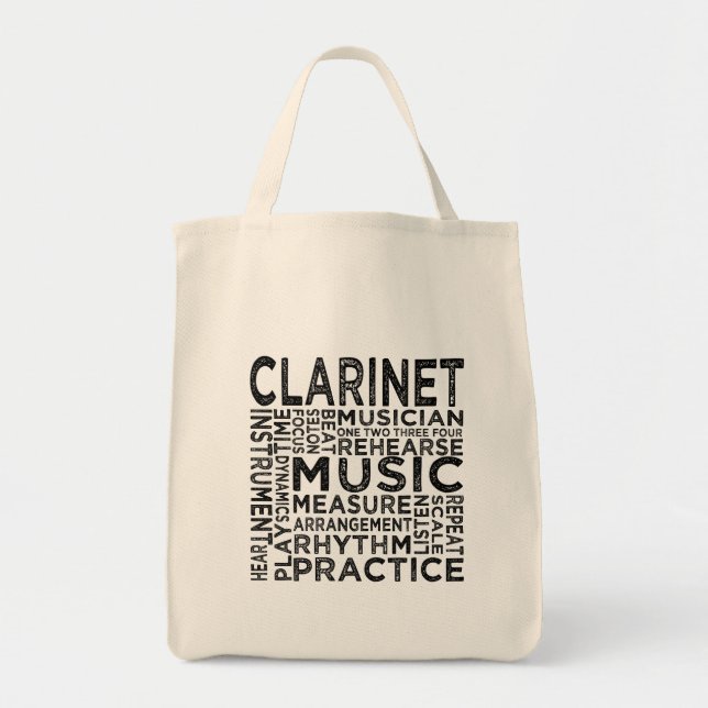 Klarinette Typografie Tragetasche (Vorne)