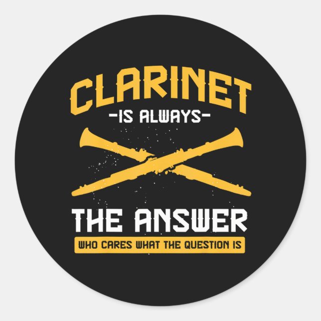 Klarinette zur Musikinstrumentenmarching-Band Runder Aufkleber (Vorderseite)
