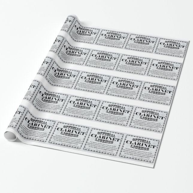 Klarinettenlizenz Geschenkpapier (Ungerollt)