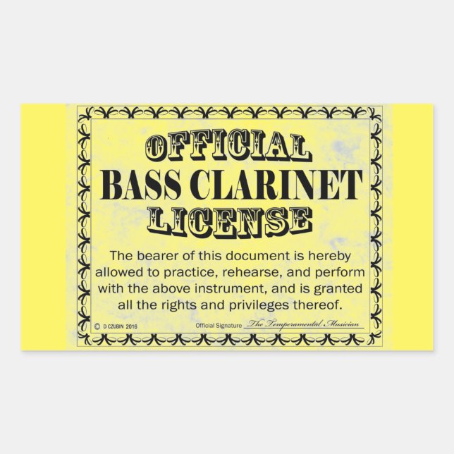 Klarinettenlizenz Rechteckaufkleber Rechteckiger Aufkleber (Vorderseite)