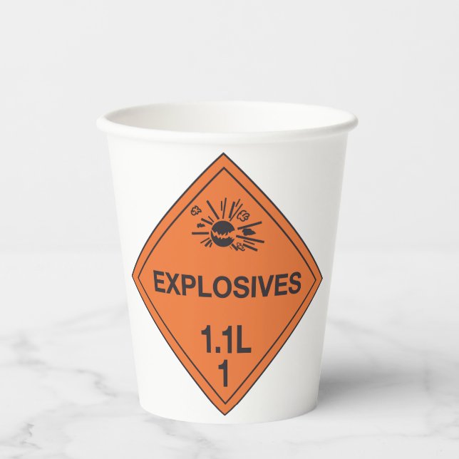 Klasse 1.1L Explosionsgefahr-Schild Pappbecher (Vorderseite)