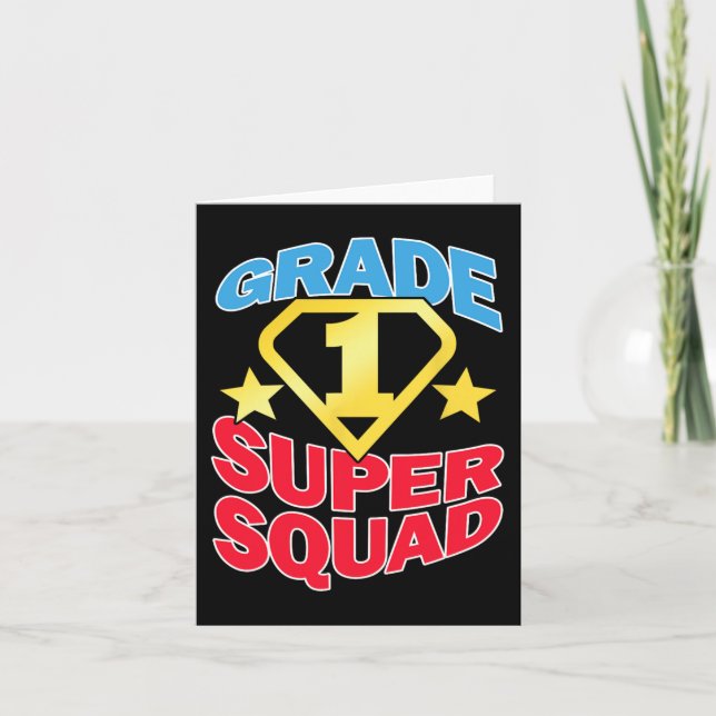 Klasse 1 Super Squad Superhero Teacher Team Karte (Vorderseite)