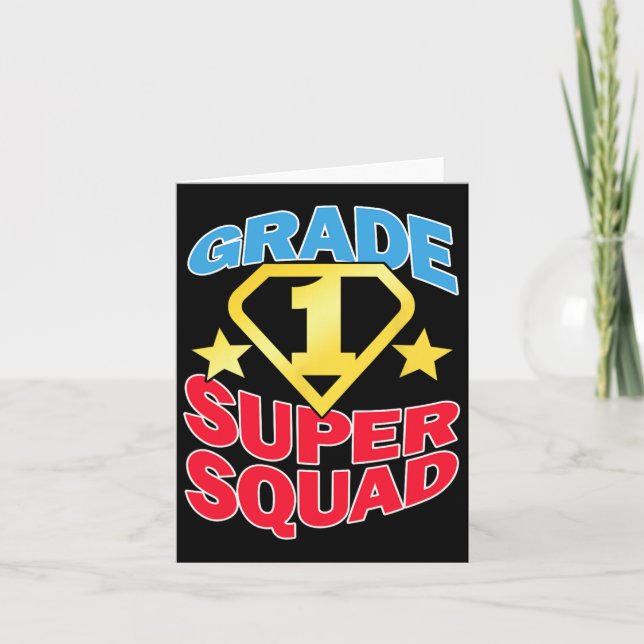 Klasse 1 Super Squad Superhero Teacher Team Karte (Vorderseite)