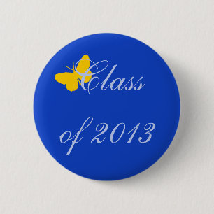Klasse 2013 - Blauer Schmetterling und Goldschmett Button