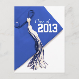 Klasse 2013 Royal Blue Cap Abschluss Postcard Ankündigungspostkarte