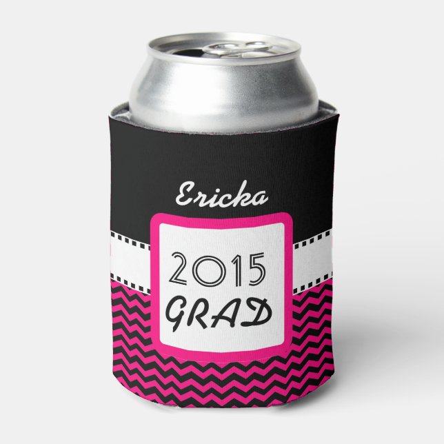 Klasse 2015 JEDES JAHR Individuelle Name Pink Chev Dosenkühler (Kanne Vorderseite)