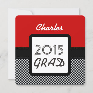 Klasse 2015 oder JEDES JAHRES Red Black Karos A10A Einladung