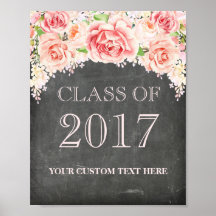 Klasse 2017 Grad Pink Aquarell Blumenkhalkboard