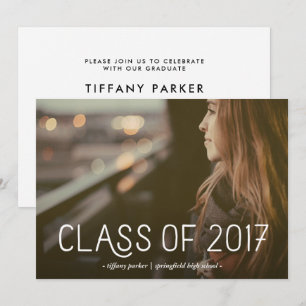Klasse 2017 Modernes Typografie Foto Grad Party Einladung