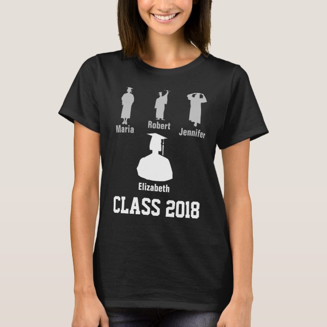 Klasse 2018 lustig elegantes, anpassbares Schwarz T-Shirt (Vorderseite)