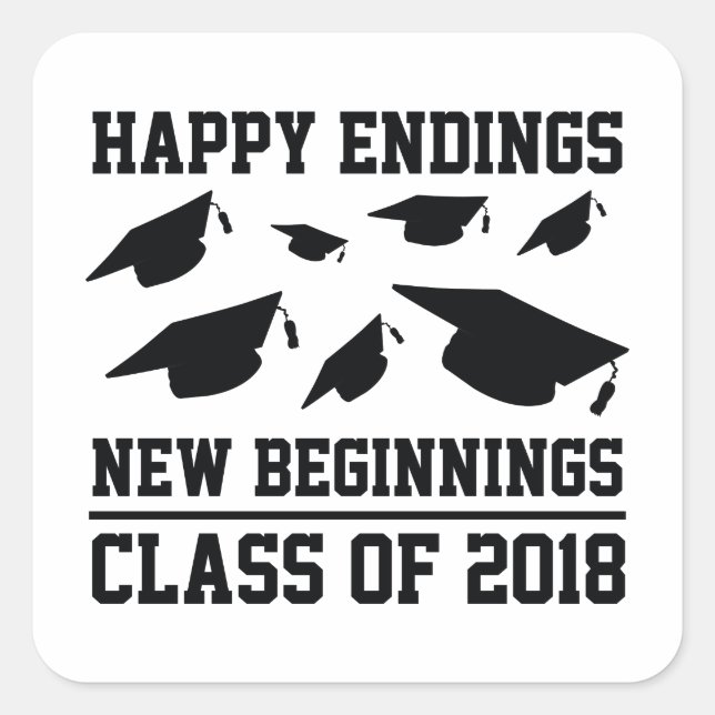 Klasse 2018 quadratischer aufkleber (Vorderseite)