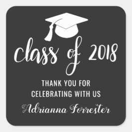Klasse 2018 Typografie-GraduatHat | Vielen Dank Quadratischer Aufkleber