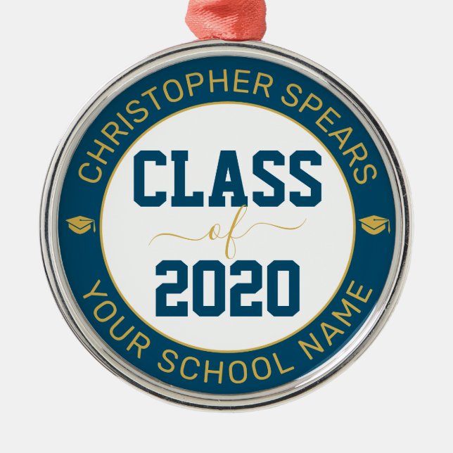 Klasse 2020 Elegant Modern Navy Graduate Ornament Aus Metall (Vorne)